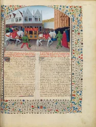 Arrival of Emperor Charles IV (1316-78) at the Basilica of Saint-Denis, from the Grandes Chroniques de France, c.1460